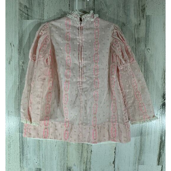 Winnie The‎ Pooh Girls Dress Size 6 Pink Embroidered Gauze Lined Vintage READ - Picture 2 of 13